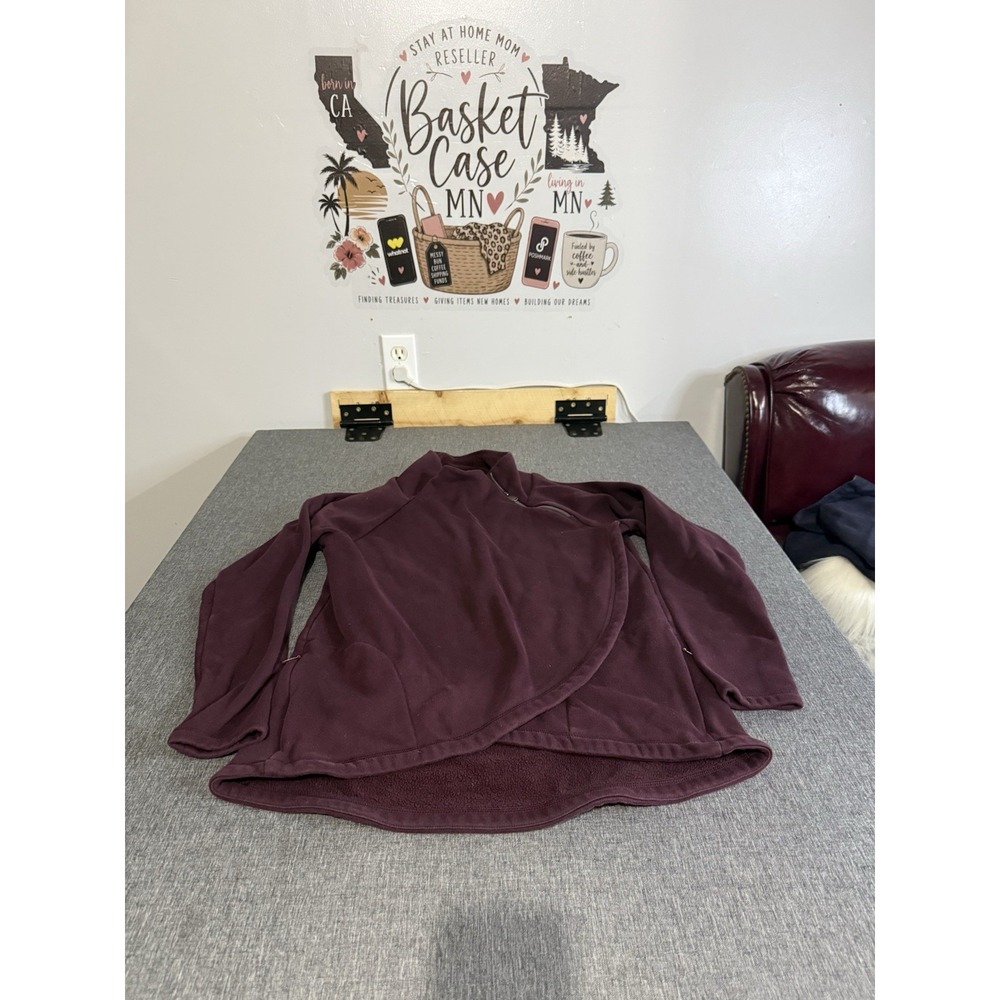 Athleta Cozy Karma Purple Fleece 1/4 Zip Mock Neck Raglan Sweatshirt M